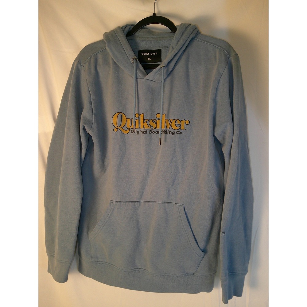 Quiksilver Men's Large Blue Graphic‎ Hoodie Original Boat Riding Co. Sweatshirt